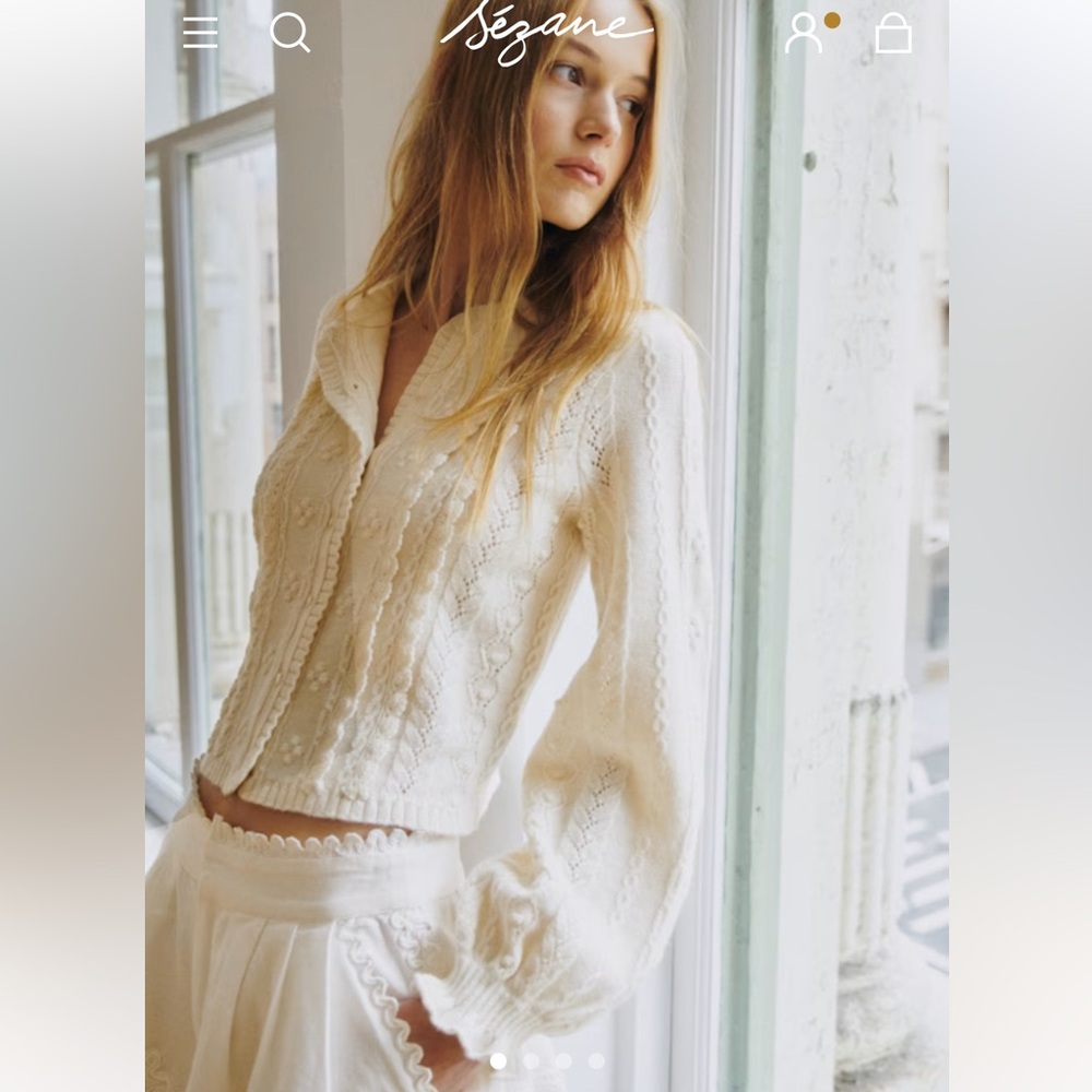 Sezane x SEA NY Aurelie Cardigan in Ecru